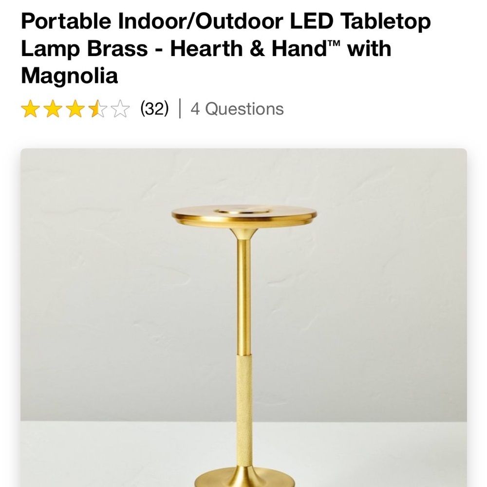 Portable Indoor/Outdoor LED Tabletop
Lamp Brass - Hearth & Hand with
Mag… - Picture 4 of 4